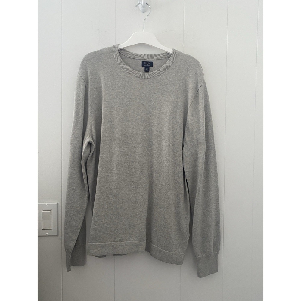 J.Crew Men's Sz M Light Gray Crewneck 100% Cotton Lightweight Sweater NWT